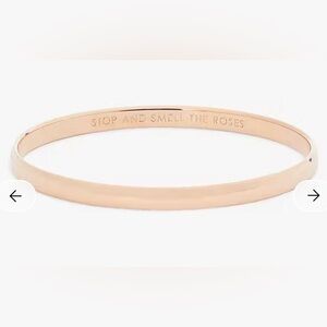 NWT Kate Spade Rose Gold Engraved Thin Bangle - 'Stop and Smell the Roses'